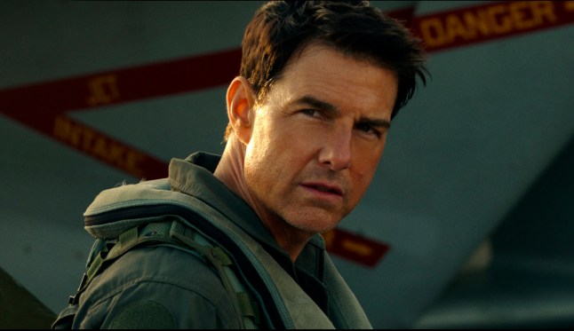 This image released by Paramount Pictures shows Tom Cruise as Capt. Pete "Maverick" Mitchell in "Top Gun: Maverick." (Paramount Pictures via AP)