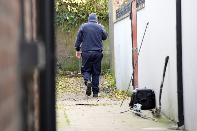 A member of the Gardai search team, as officers investigate the suspected murder of eight-year-old Kyran Durnin. An Garda Siochana said the purpose of the search is to discover any evidence which might provide clues to Kyran's whereabouts or what has happened to him. Picture date: Tuesday October 22, 2024. PA Photo. See PA story IRISH Durnin. Photo credit should read: Niall Carson/PA Wire