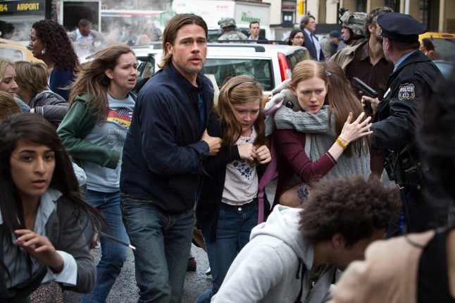 Editorial use only. No book cover usage. Mandatory Credit: Photo by Paramount Pictures/Everett/REX/Shutterstock (2592236k) WORLD WAR Z, Brad Pitt, Abigail Hargrove, Mireille Enos, 2013, World War Z - Feb 2013