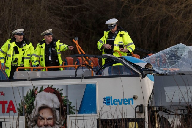 A double decker bus crashed into the bridge on Culzean Crescent in Kilmarnock taking the roof off Photography by Jamie Williamson ?? Jamie Williamson, all rights reserved jamiewilliamson.com @jwilliamsonpix +44 (0) 7989 437787 williamsonphotos@mac.com